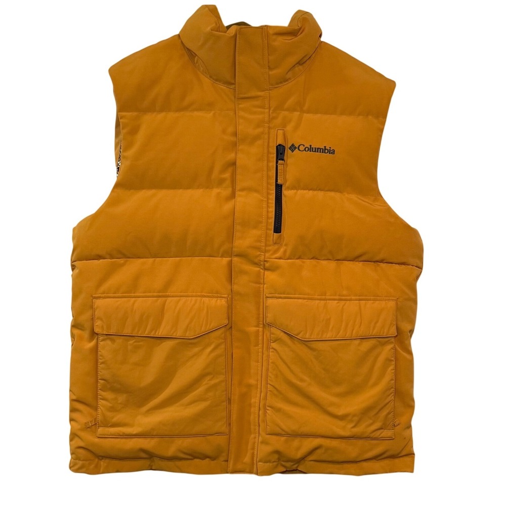 Columbia Omni-Heat Infinity‎ Puffer Vest Mens Large Ochre Yellow Insulated Zip